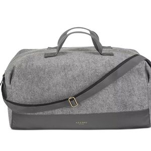NEW Azzaro Gray Felt Weekend Duffel with Shoulder Strap